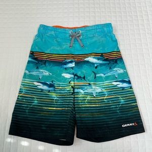 Gerry Boys Board Shorts Swim Trunks Sharks M/10/12